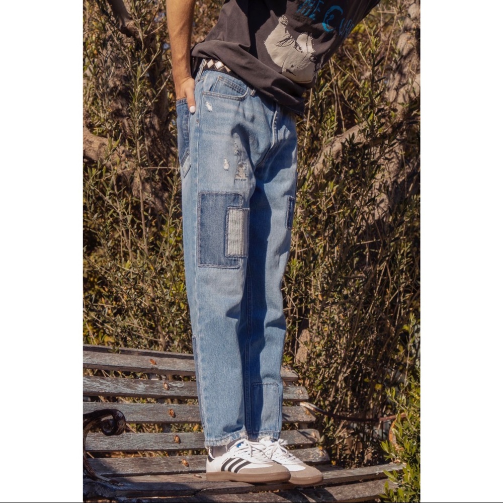 Urban Outfitters BDG Medium Wash Patchwork Dad Jean